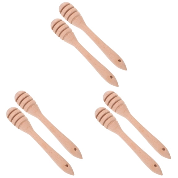 OUNONA 6 Pcs Wood Natural Wooden Sticks Jam Stirring Rod for Honey Jar Pot