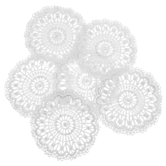 OUNONA 6Pcs White Miniature Lace Table Mats for Indoor Home Decoration and Craft Projects