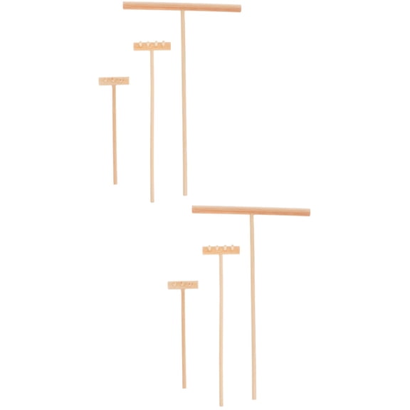 OUNONA 6 pcs  Zen Sand Rakes Wood Rakes Tool Miniature Meditation Zen Garden Tool Tabletop Ornament Garden Desktop Sandbox Kits 18. 20X11. 40X0. 70cm