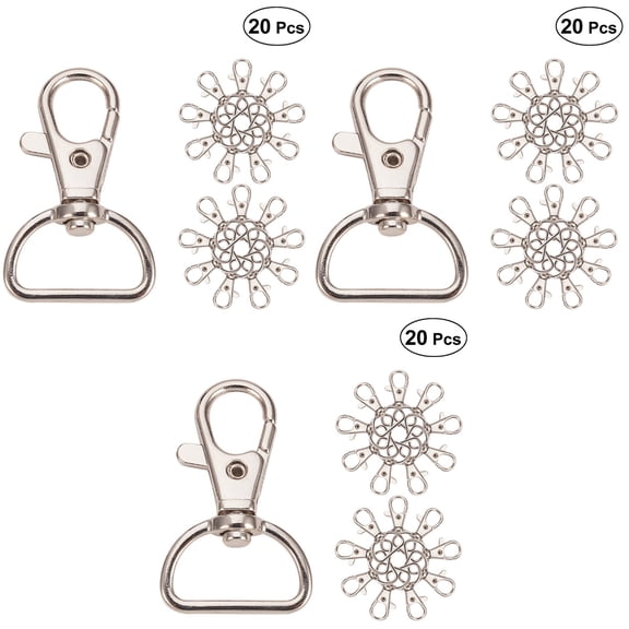 OUNONA 60 Packs  Pet Tag Quick Clips Portable Plating Metal Rope Tag Clip for DIY