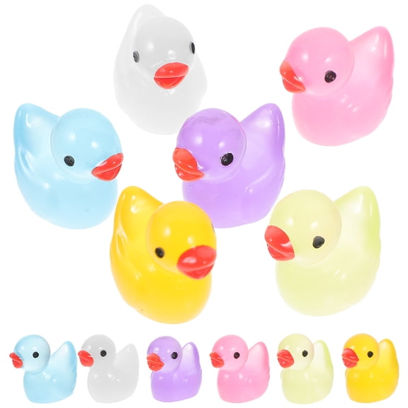 OUNONA  60 Pcs Resin Luminous Duck Miniature Figures Micro Landscape Ornament Ducks Small
