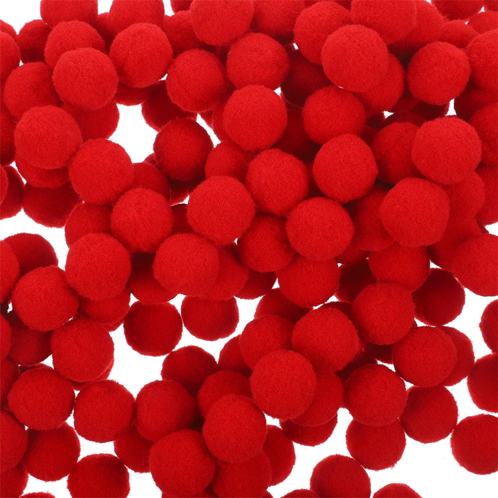 OUNONA 600 Pieces Red Soft Pom Pom for Crafts, Decorations, Kids Art Projects and Activities