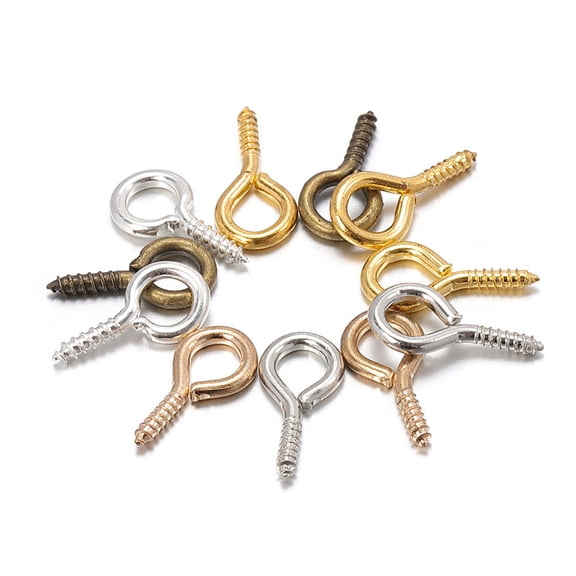 OUNONA 600pcs Small Screw Eye Pin Jewelry Making Threaded Hook Jewelry Eye Screw