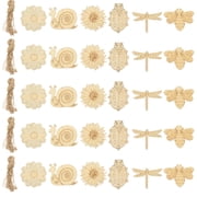 OUNONA DIY Wooden Cutout Crafts for Kids and Adults Unfinished Wood Slices Beige Color 60 Pieces