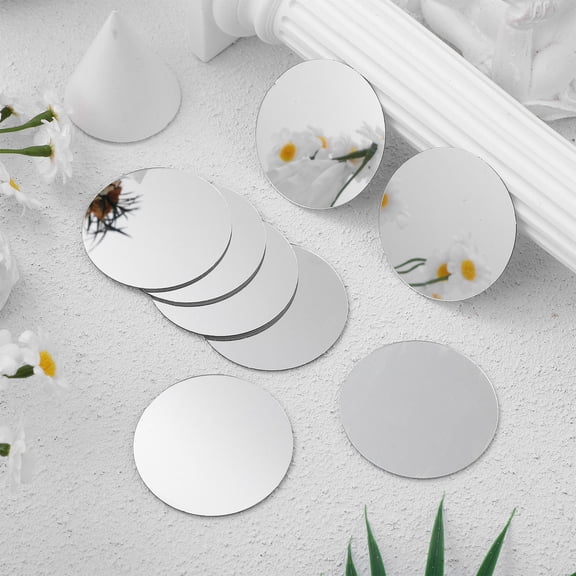 OUNONA 60pcs Tiny Circle Mirror Acrylic Stickers for Crafts Silver Adhesive Backing Home Decoration