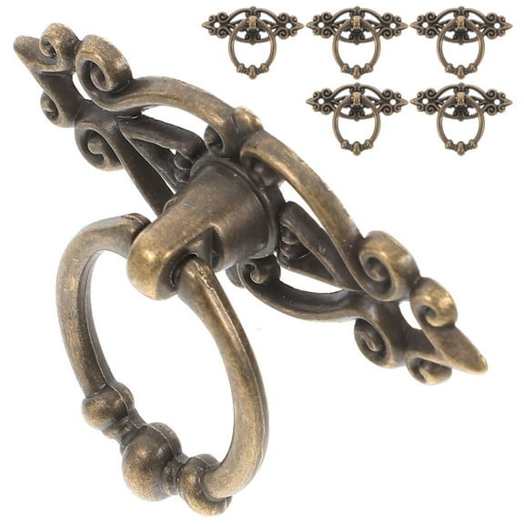 OUNONA 6PCS Antique Bronze Cabinet Pull Handles Vintage Drop Bail Drawer Swing Pulls for Dresser Nightstand Hardware