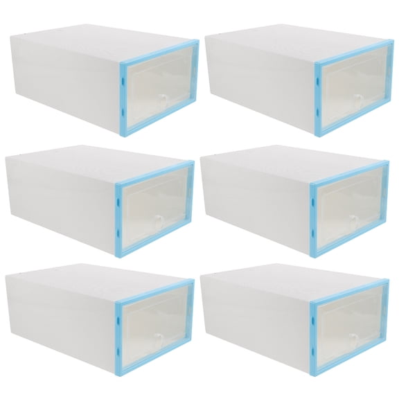 OUNONA 6PCS Blue Stackable Shoes Box PP Material for Easy Shoe Storage and Organization in Small Spaces