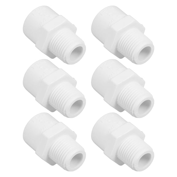 OUNONA PVC Socket to Male Thread Adapter White RV Pump Fitting Connector 6 Pieces for Plumbing