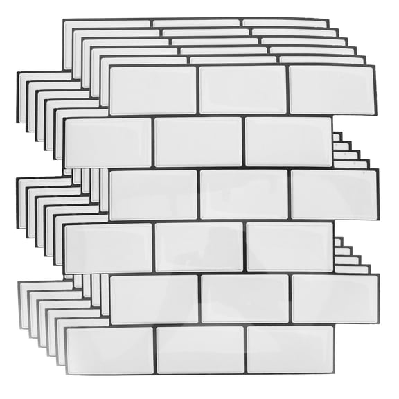 OUNONA Kitchen Backsplash Stickers 3D Look Peel and Stick Multi-Color PVC for Home 6Pcs