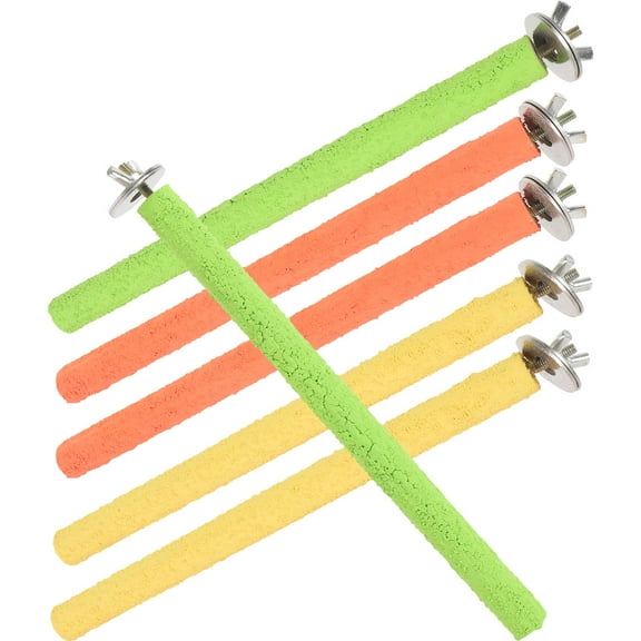 OUNONA 6Pcs Bird Perch for Parakeets with Wooden Quartz Sand Design for Cage Use