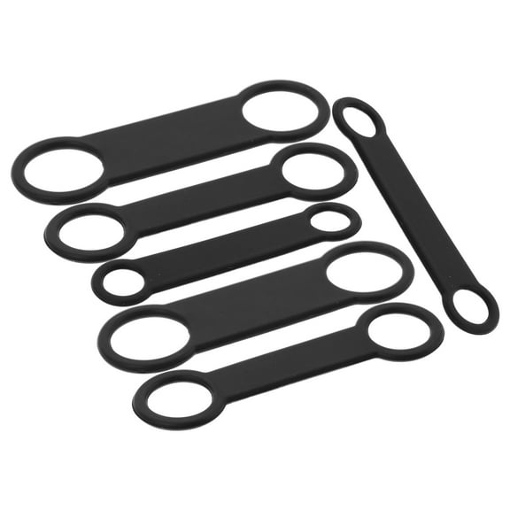 OUNONA 6-Pack Black Silicone Dog Holders Replacement Elastic Bands Quiet Anti-Jingle Pet Collar Accessories