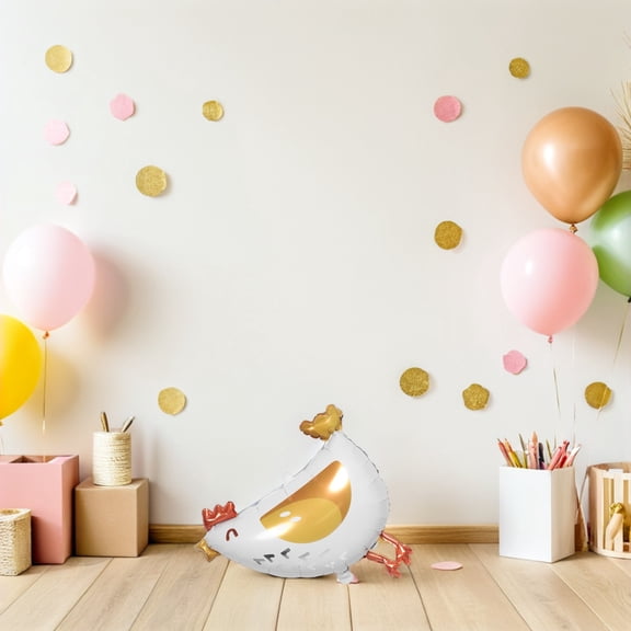 OUNONA 6Pcs Chicken Balloons Aluminum Foil Party Decorations Farm Theme Indoor Outdoor Use