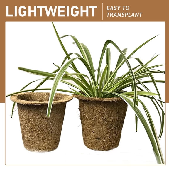 OUNONA 6Pcs Coir Plant Holders Light Brown Flowerpots for Balcony Home Gardening Decoration