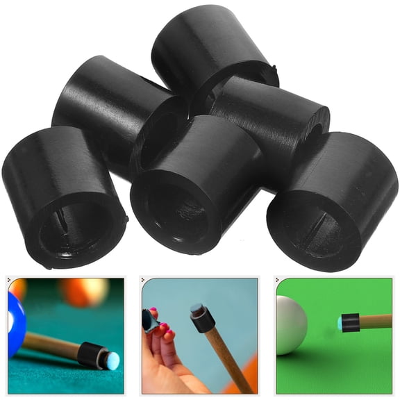 OUNONA Pool Cue Ferrules 6Pcs, Black Plastic, Smooth Surface, Comfortable Touch, Durable Design