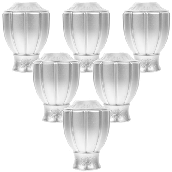 OUNONA 6Pcs Curtain Rod Decorative End Cap Plated Silver Drapery Rod Finials Easy Install Window Hardware