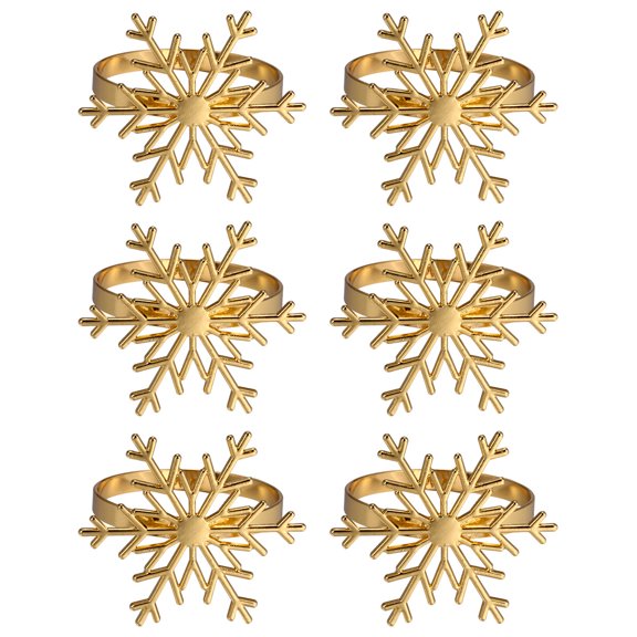 OUNONA 6Pcs Decorative Alloy Kitchen Napkin Clips Beautiful Napkin Rings (Golden)
