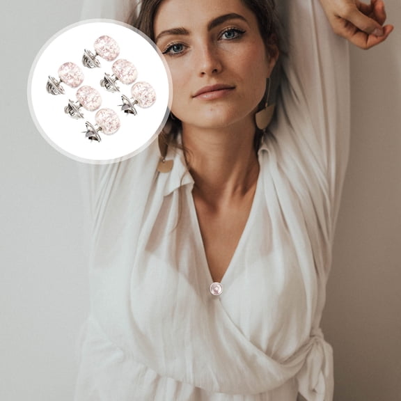 OUNONA 6Pcs Decorative Collar Corsages No Sewing Buttons Clothes Safety Buckles for Skirts