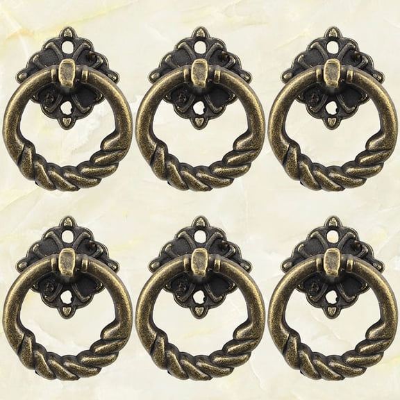 OUNONA 6Pcs Double Holes Door Knob Zinc Alloy Retro Design for Cabinet Drawer and Cupboard Decoration