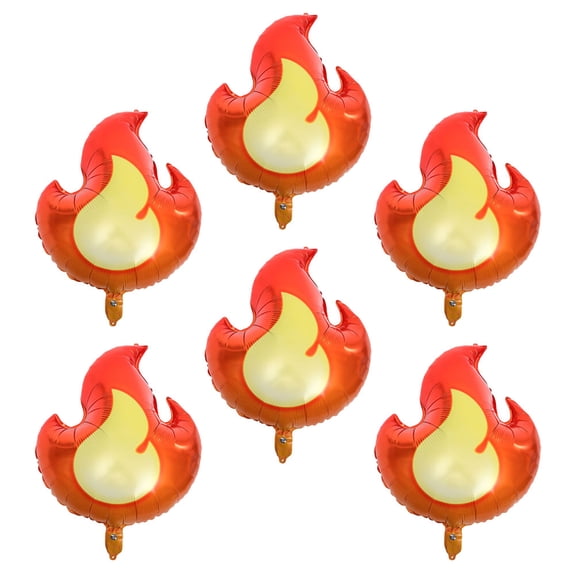 OUNONA 6Pcs Flame Shaped Balloons Red Aluminum Foil Decorative Balloons for Birthday Party Decor