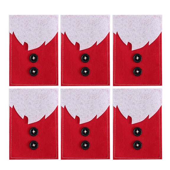 OUNONA 6Pcs Fork Bags Covers Tableware Pouch Non Woven Red Silverware Storage Christmas Party