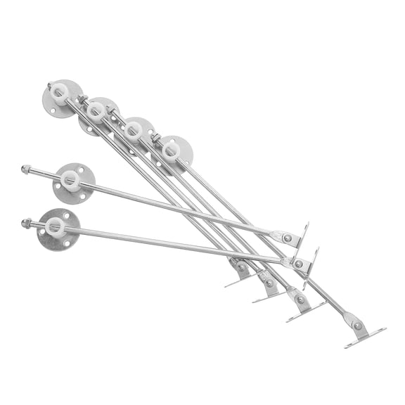 OUNONA 6Pcs Drop Down Cabinet Door Hinges with Heavy Duty Plated Silver Metal Support Rod for Kitchen Cabinets