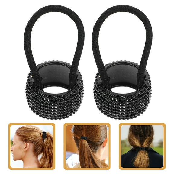 OUNONA  Black Plastic Ponytail Cuffs for Versatile Styling 6Pcs