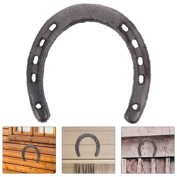 OUNONA 6Pcs Grey Cast Iron Horseshoe Wall Hanging Metal Decor for Indoor and Outdoor Use