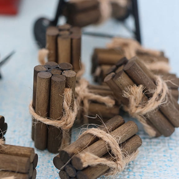 OUNONA 6pcs Decorative Miniature Firewood Logs for Dollhouse Accessory with Hemp