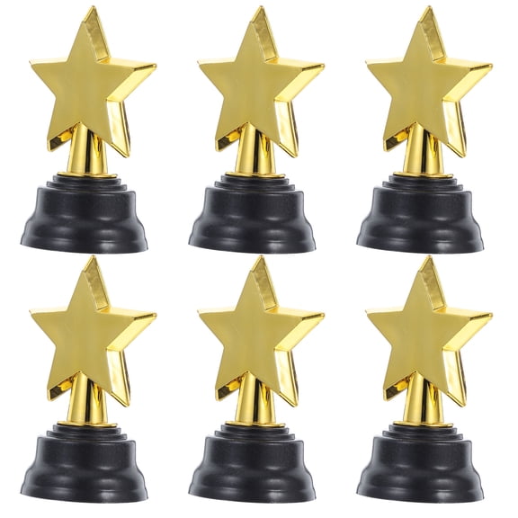 OUNONA 6Pcs Mini Star Trophy Awards For Events Golden Plastic Trophies For Participation