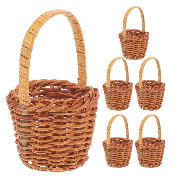 OUNONA 6Pcs Hand Woven Flower Baskets Assorted Color Portable Tool