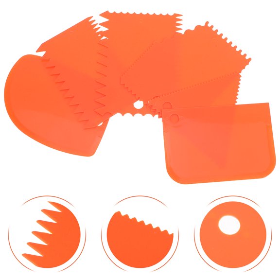 OUNONA 6-Piece Orange Cake Decorating Comb and Scraper Set for Smooth Frosting, Easy Cleaning, and Professional Cake Design