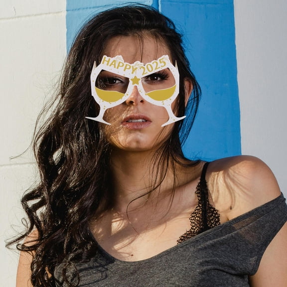 OUNONA 6Pcs Party Sunglasses Funny 2025 Paper Glasses Multicolor New Year Celebration Props
