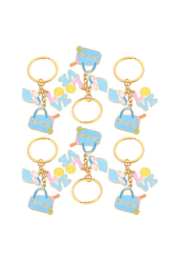 6-Pack Pickleball Keychains Metal Alloy Sports Charms for Backpacks, Bags, and Outdoor Accessories