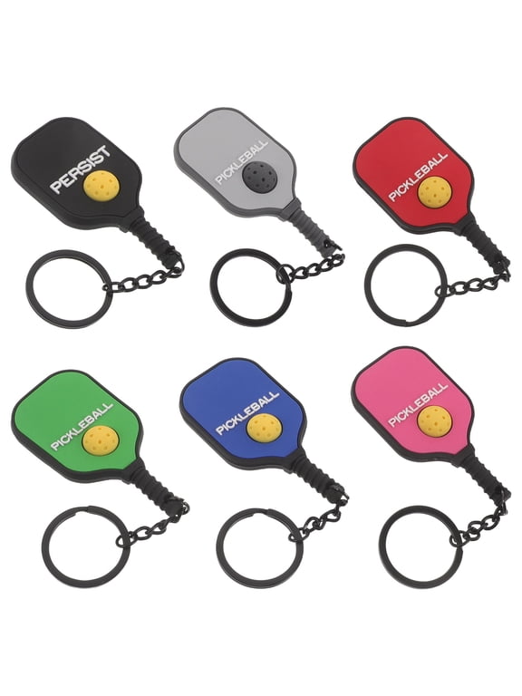 Assorted Color Pickleball Keychains Sports Charm Gym Bag Accessories 6 Pack