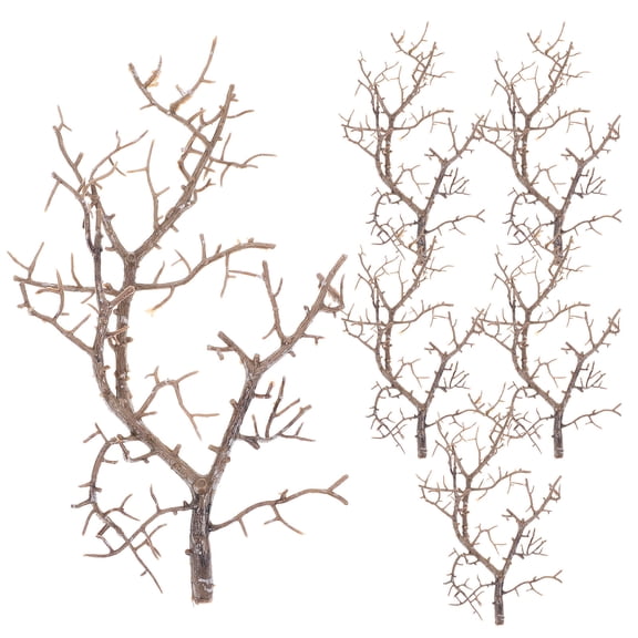 OUNONA 6Pcs Plastic Dry Branches Coffee Colored Fake Dried Branch Decor for Vase and Layout Props