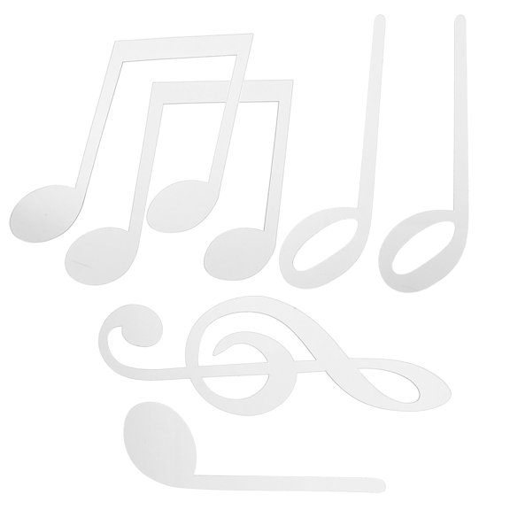 OUNONA 6Pcs Plated Silver Acrylic Musical Note Wall Art with 3D Effect for Home Gallery Decor