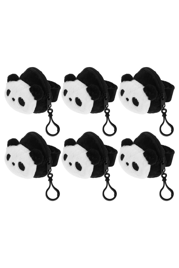 6Pcs Plush Panda Slap Bracelets Soft Comfortable Wrist Wallets for Travel