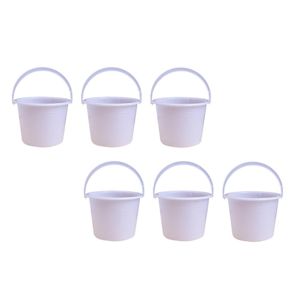 OUNONA Durable White PP Paint Bucket, Portable, Large Capacity, Perfect for Home and Business, 6Pcs