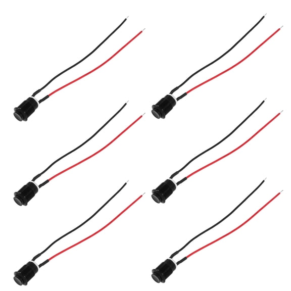 OUNONA 6-Pack Pre-Wired Momentary Push Button for Vehicles, Black Brass with Nickel Plating, Automotive Replacement