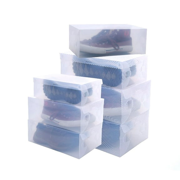 OUNONA  Clear Plastic Shoe Storage Boxes Odor-Free Stackable 6Pcs