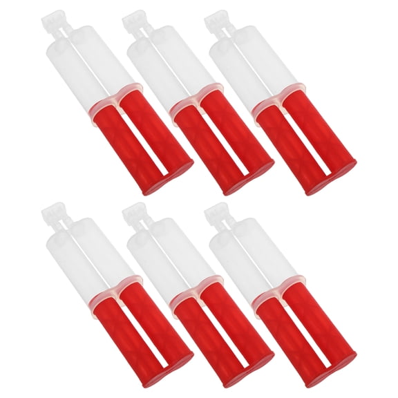 OUNONA 6Pcs Red Refillable Plastic Epoxy Cartridge Tubes for Home Repairs with Large Capacity and Easy Cleaning