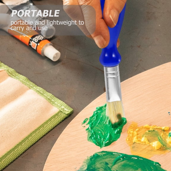 OUNONA 6Pcs Reusable Plastic Handle Paint Brush Set for Acrylic and Oil Painting Use