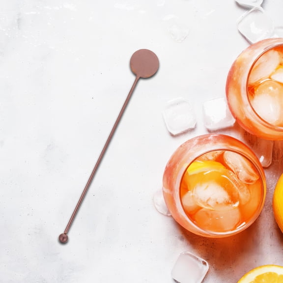 OUNONA 6Pcs Rose Gold Stainless Steel Reusable Cocktail Swizzle Sticks with Smooth Surface for Effortless Mixing