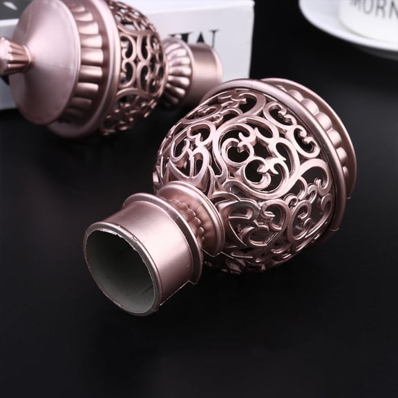 OUNONA 6Pcs Rose Plated Gold Curtain Rod Head Plugs Decorative End Caps for Living Room Windows