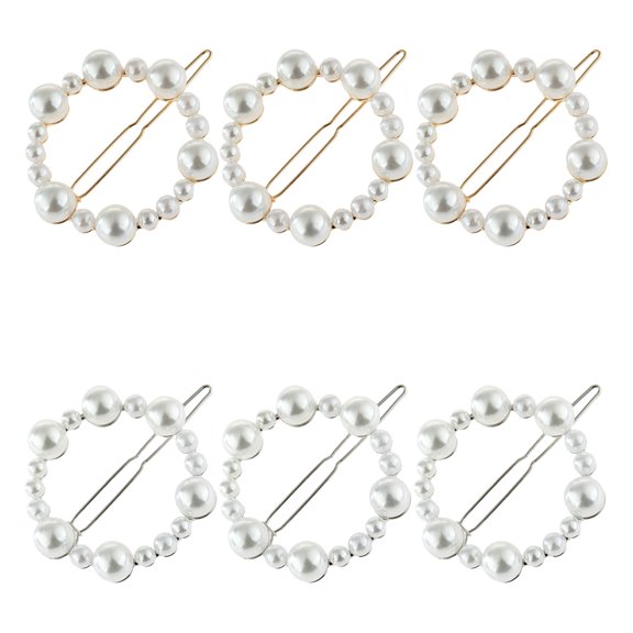 OUNONA 6Pcs Vintage Round Hair Barrettes with Faux Pearls for Stylish Hair Looks