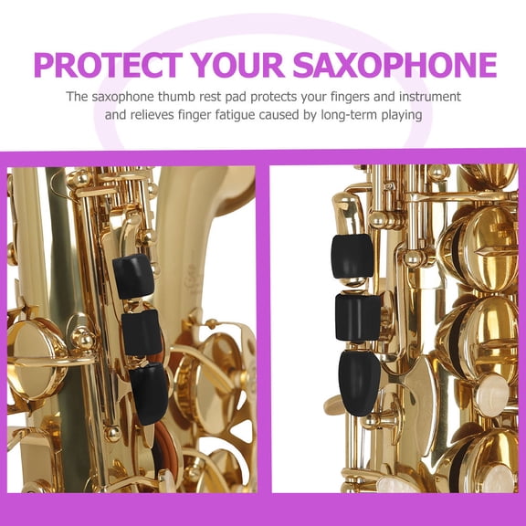 OUNONA 6Pcs Silicone Saxophone Side Button Pads Black for Drum Set Instruments