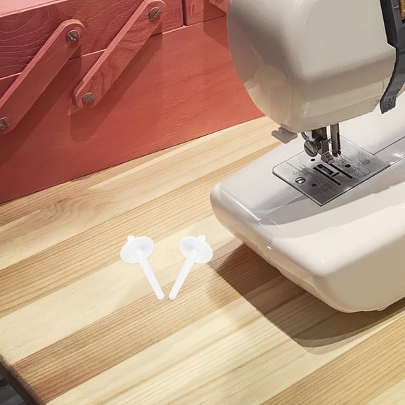 OUNONA 6Pcs Sewing Machine Thread Spool Pin with Plastic Bobbin Holder White Replacement