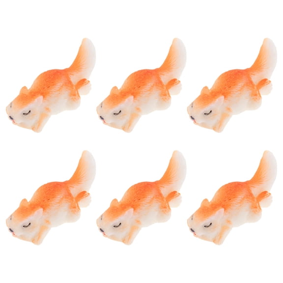 OUNONA 6-Piece Small Resin Squirrel Figurines, Mini Animal Decor for Indoor Garden, Office, Desk, Fish , Home Display