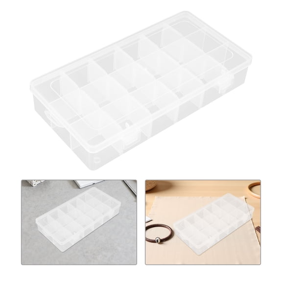 OUNONA 6-Pack Small Grid Plastic Storage Containers with Adjustable Dividers for Organizing Electronics, Small Parts, and Accessories