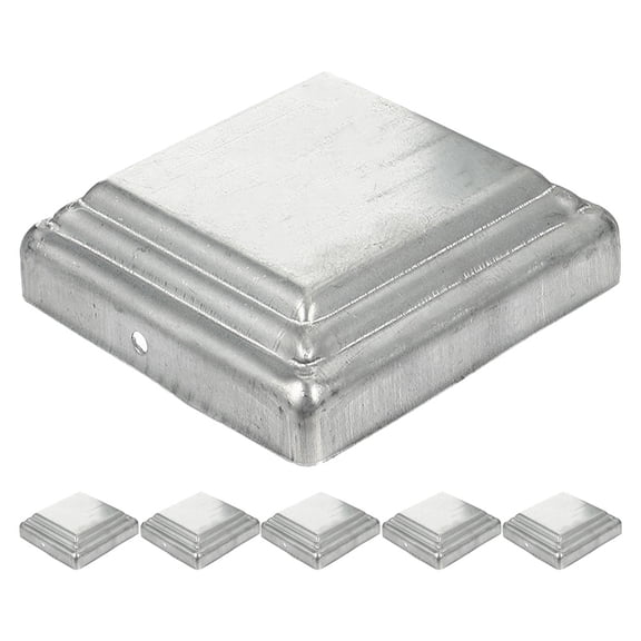 OUNONA 6Pcs Steel Fence Post Caps Plated Silver Decorative Guardrail Covers for Fence Protection and Visual Appeal